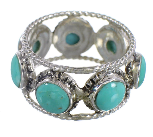 Southwest Turquoise Genuine Sterling Silver Ring Size 8-1/4 YX94009